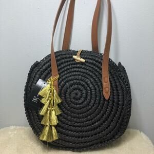 INC Straw Circle Tote
